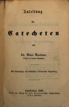 Anleitung für Catecheten