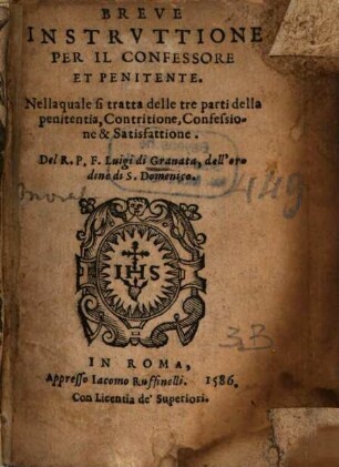 Breve instruttione per il confessore e penitente