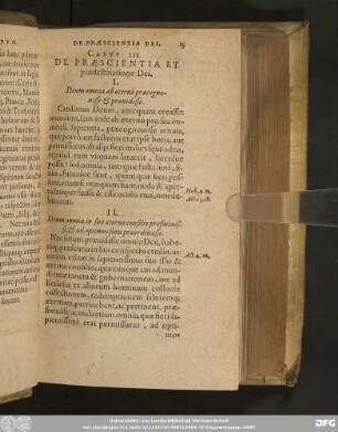 Caput III De Praescientia Et praedestinatione Dei.