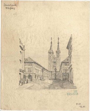 Fischer, Theodor; Würzburg, Münsterplatz; Sparkasse - Perspektive