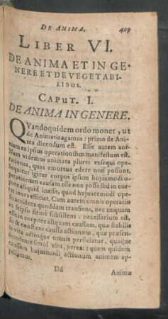 Caput. I. De Anima In Genere
