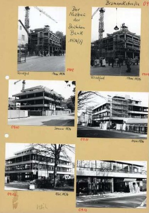 6 Bilder vom Neubau der Deutschen Bank 1967/77 in der Bismarckstraße