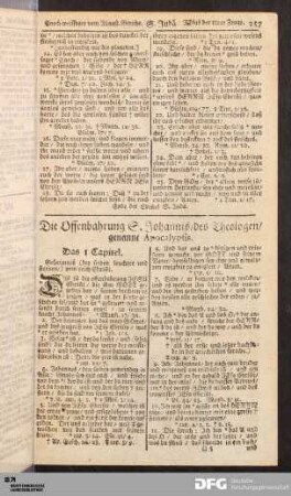 Die Offenbahrung S. Johannis/ des Theologen/ genannt Apocalypsis.