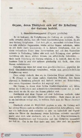 II. Organe, deren Thätigkeit sich auf die Erhaltung der Gattung bezieht