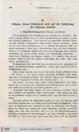 II. Organe, deren Thätigkeit sich auf die Erhaltung der Gattung bezieht