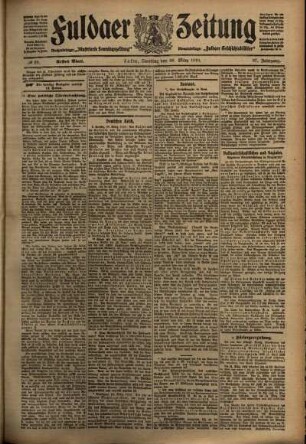 Erste Ausgabe vom Samstag, den 26. März 1910.
