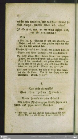 I. Das erste Hauptstück. Von den zehen Geboten