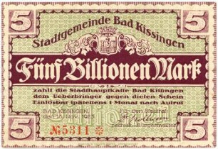 Geldschein / Notgeld, 5 Billionen Mark, 15.11.1923