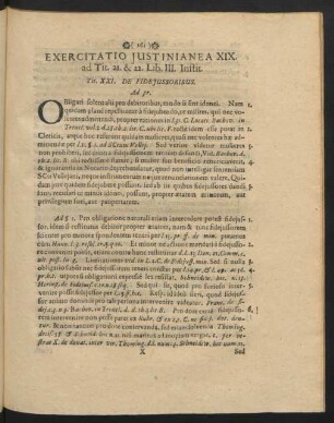 Exercitatio Iustinianea XIX. ad Tit. 21. & 22. Lib. III. Instit.