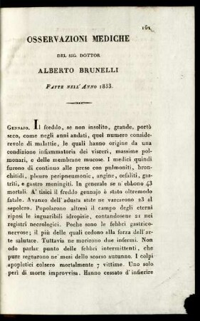 Osservazioni Mediche del 1833