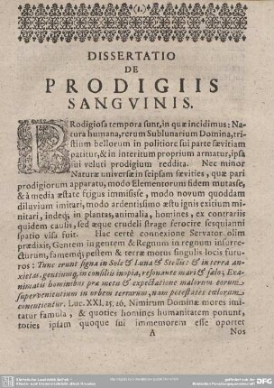 DISSERTATIO DE PRODIGIIS SANGUINIS.