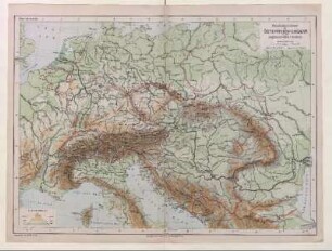 Physikalische Karte von Österreich-Ungarn und den angrenzenden Ländern