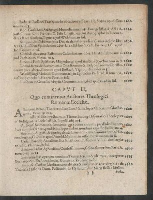 Caput II. Quo continentur Auctores Theologici Romanae Ecclesiae.
