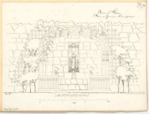 Wasserkunst in einem Park (Quellfassung) Monatskonkurrenz Februar 1909: Aufriss Vorderansicht 1:20; Maßstabsleiste