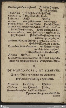 II. De Mundo, Coelo Et Elementis
