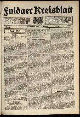Zweite Ausgabe vom Samstag, den 14. Januar 1911.