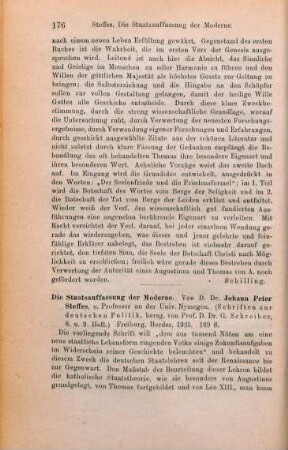 176-177 [Rezension] Steffes, Johann Peter, Die Staatsauffassung der Moderne