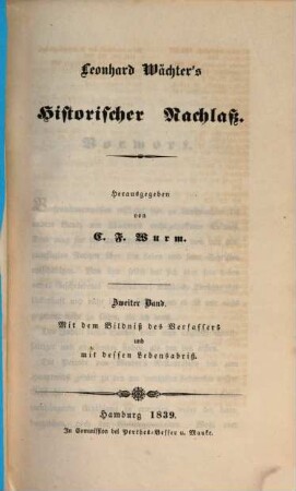 Leonhard Wächter's Historischer Nachlaß, 2