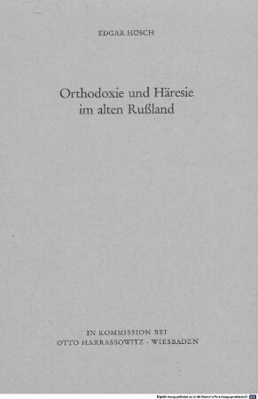 Orthodoxie und Häresie im alten Rußland