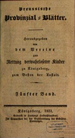Preußische Provinzial-Blätter. 5. 1831
