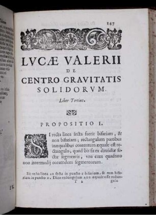 Lucae Valerii de centro gravitatis solidorum. Liber Tertius.