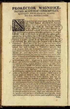 Prorector Magnifice, Patres Academiae Conscripti, Et, Quotquot Ivistis Exequias, Auditores O.O. Honorartissimi.