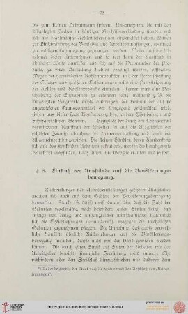 § 8. Einfluß der Ausstände auf die Bevölkerungsbewegung