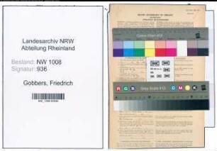 Entnazifizierung Friedrich Gobbers , geb. 19.08.1902 (Klempner)