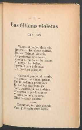 Las últimas violetas : Canción