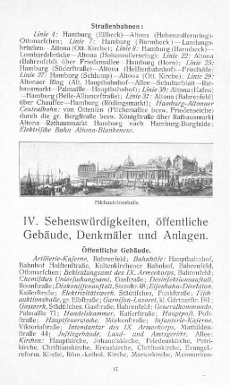 IV. Sehenswürdigkeiten, öffentliche Gebäude, Denkmäler und Anlagen.