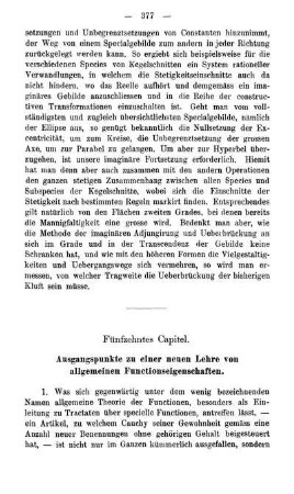 Fünfzehntes Capitel. Ausgangspunkte zu einer neuen Lehre allgemeinen Functionseigenschaften.