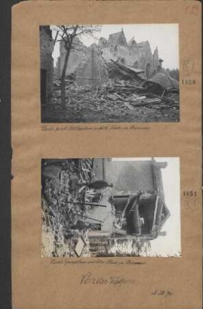 Durch feindl. Artilleriefeuer zerstörtes Kirche in Bapaume