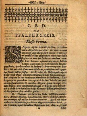 Disputatio inauguralis iuridica de Pfalburgeris, von Phalburgern : occas. cap. XVI. Aureae Bullae
