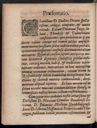 Praesentatio.