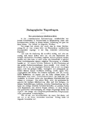 Pädagogische Tagesfragen