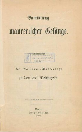Sammlung maurerischer Gesänge