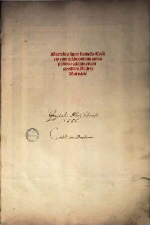 Bartolus super ... codicis : cum additionibus antea positis ..., 2