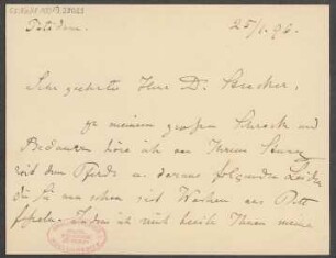 Brief an B. Schott's Söhne : 25.01.1896