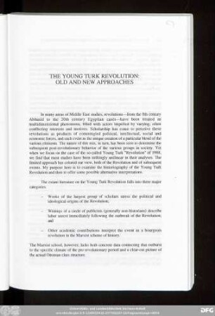 The Young Turk Revolution: Old And New Approaches