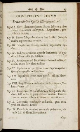 Conspectus Rerum Procatecheseos Cyrilli Hierosolymitani.