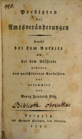 Predigten bei Amtsveränderungen