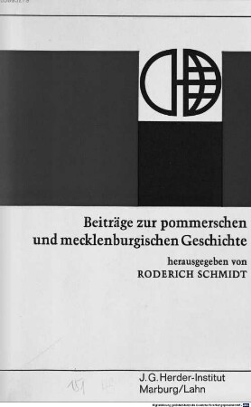 Beiträge zur pommerschen und mecklenburgischen Geschichte : Vorträge der wissenschaftlichen Tagungen "Pommern - Mecklenburg" 1976 und 1979