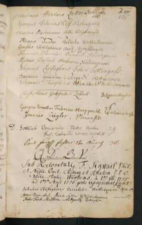 Winterhalbjahr 1755/1756. Rektorat Georg Friedrich Sigwart