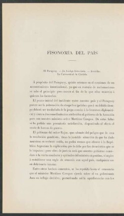 Fisonomía del país : El Paraguay. - La huelga ferroviaria. - Avenidas. - La Universidad de Córdoba