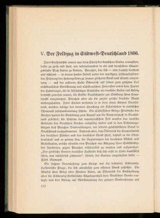 V. Der Feldzug in Südwest-Deutschland 1866.