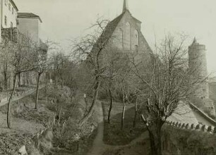 Bautzen, Michaeliskirche, Ansicht mit Pfarrgarten