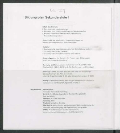 Bildungsplan Sekundarstufe I