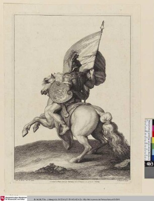 [Studien aus den Alexanderschlachten - Rückenansicht eines Reiters; Cavalier tourné - six études tirées des batailles d'Alexandre]