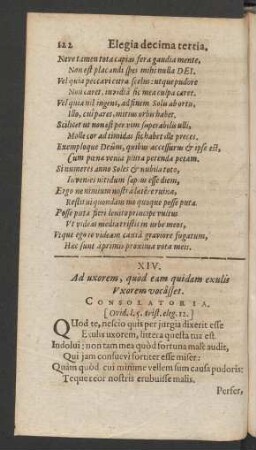 XIV. Ad uxorem, quod eam quidem exulis Vxorem vocasset.