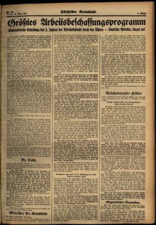 Zweite Ausgabe vom Freitag, den 23. März 1934.